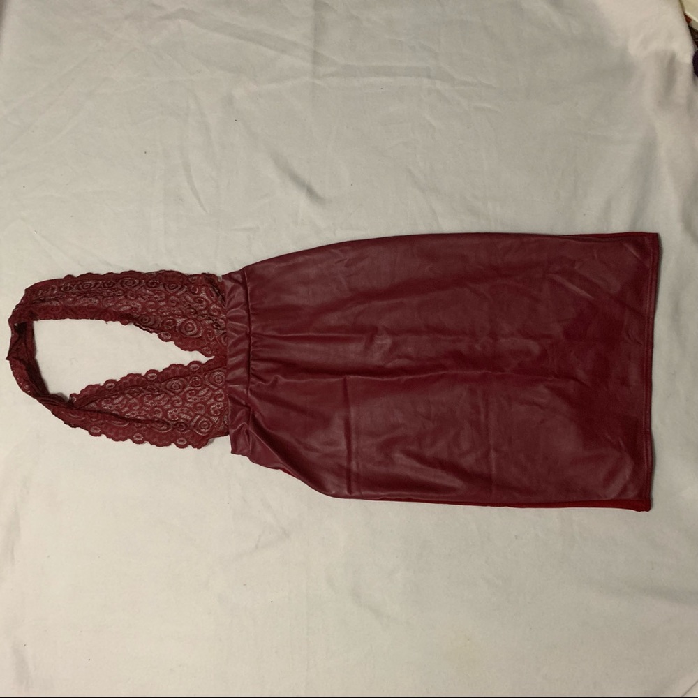 Burgundy halter backless dress size Large